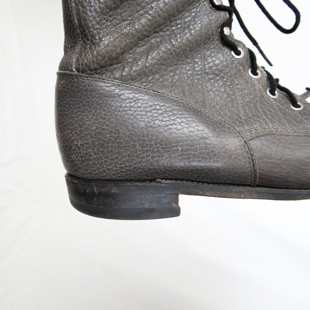 VINTAGE 1980s Justins Pebbled Leather Lace up Boots Cowboy Western-10.5 D Mens - Picture 13 of 15